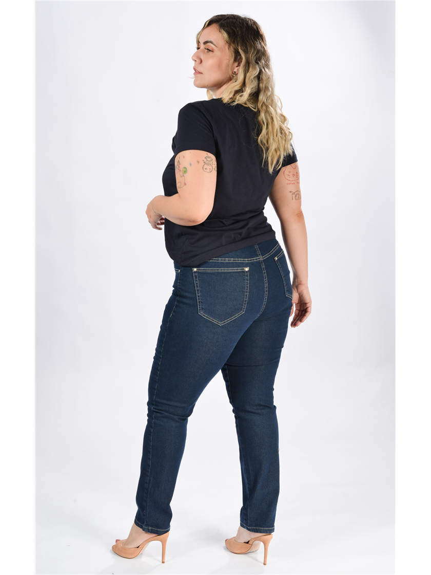Calça Feminina Jeans - Cintura Alta- Perna Skinny Encurtada - DTA
